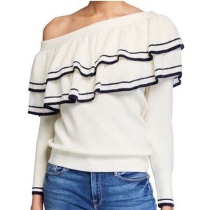 Frame Denim Off-Shoulder Cream Sweater